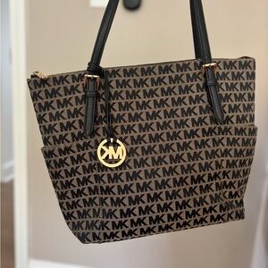 Michael Kors Brown and Black Monogram Tote